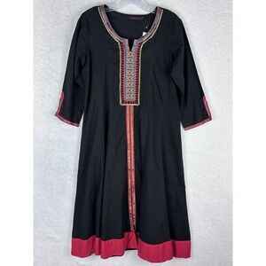NWT RANGMANCH Cotton Kurta Tunic Top‎ Dress Pocket Black Red Size M